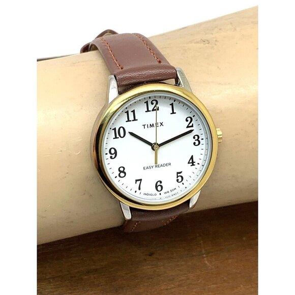 Timex Women\'s Watch TW2V94800 Quartz Indiglo White Dial Brown Leather St…